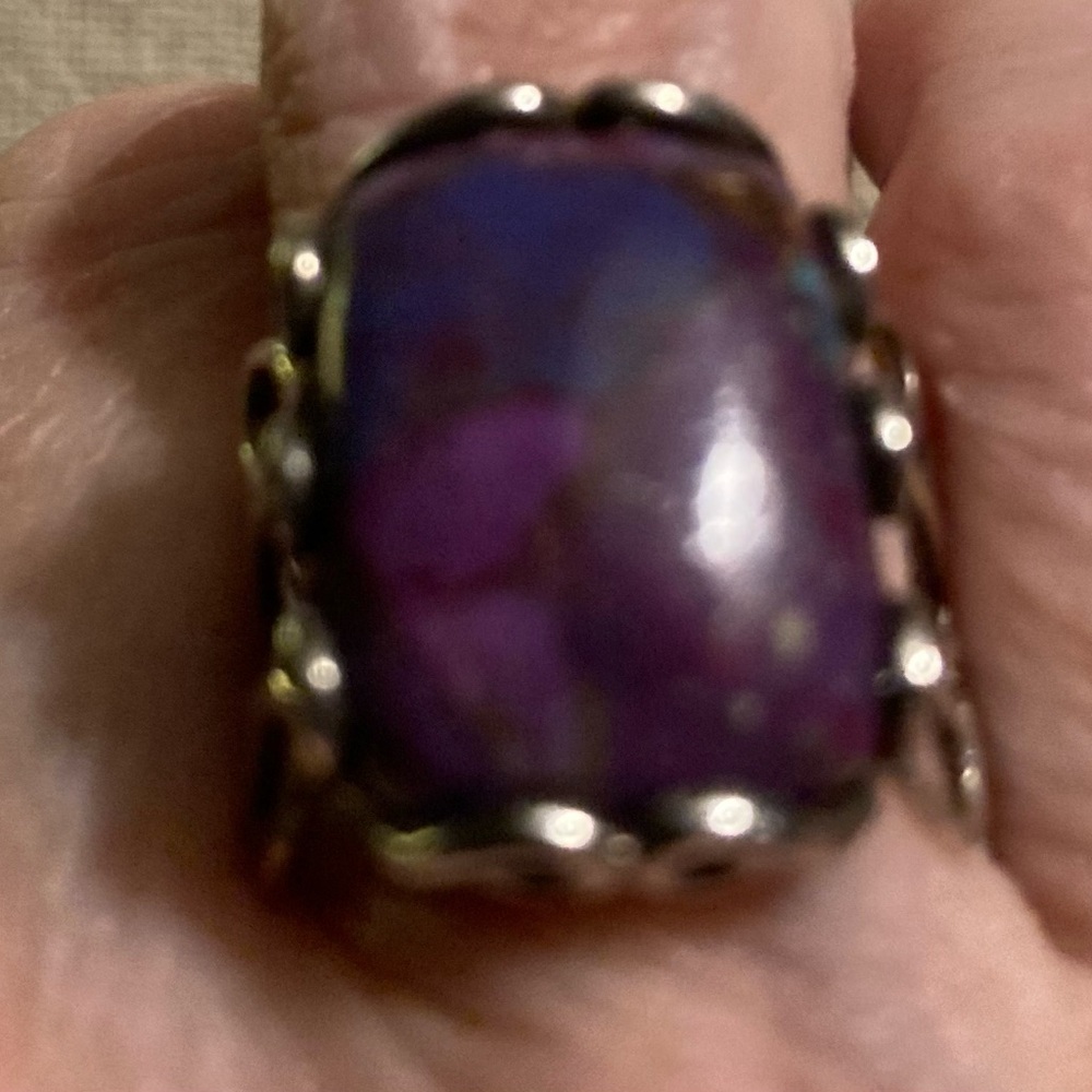 Southwestern Navajo Purple Mojave Turquoise Set In A 925 TH Filigree Band